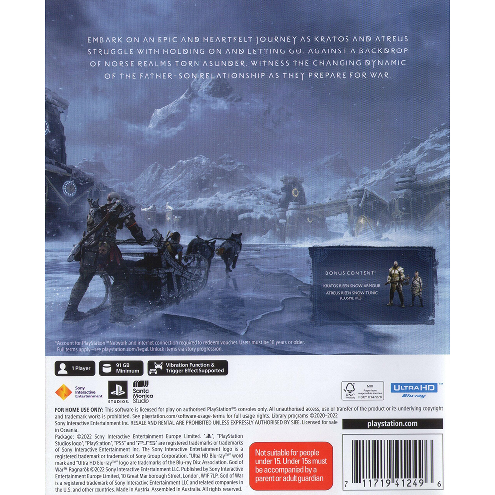 God of War Ragnarök PS5 Trasera